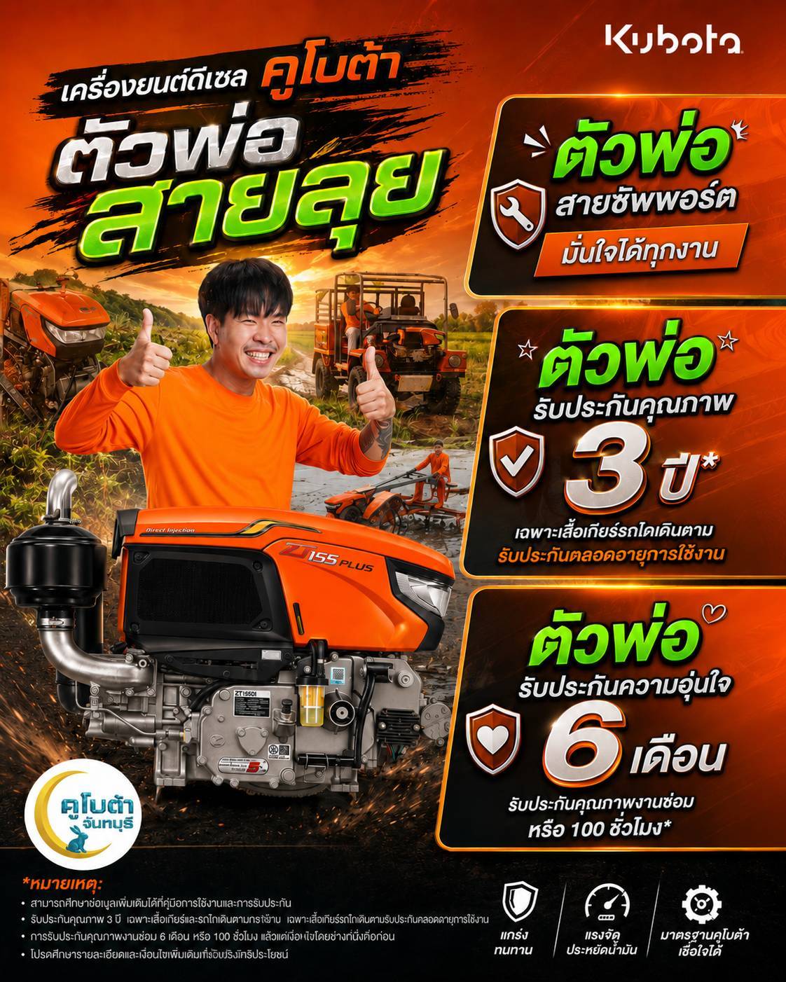 เครื่องยนต์ดีเซลคูโบต้า ตัวพ่อสายลุย